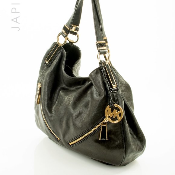 MICHAEL KORS LARGE BLACK SMOOTH LEATHER ZIPPER SATCHEL - Picture 3 of 12